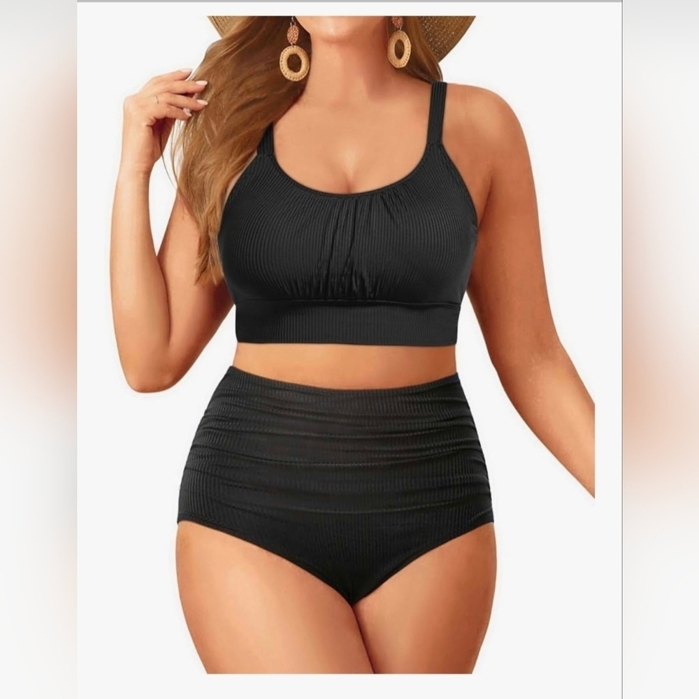Ribbed High Waisted Bikini #1079